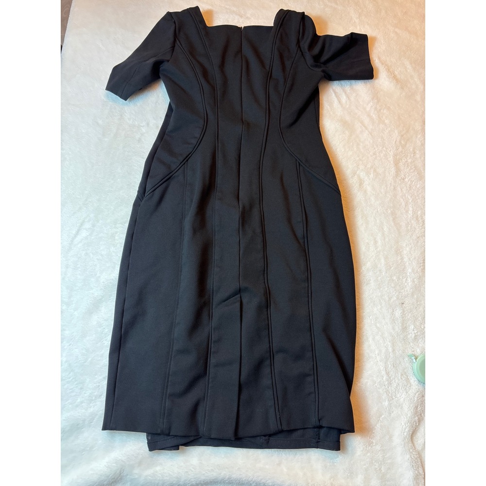 Brooks Brothers Black Short Sleeve Sheath Dress Square Neck Size 2 - Picture 3 of 3